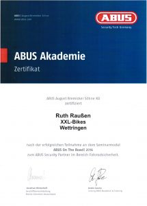 Zertifikat ABUS-Akademie ABUS On The Road! 2016